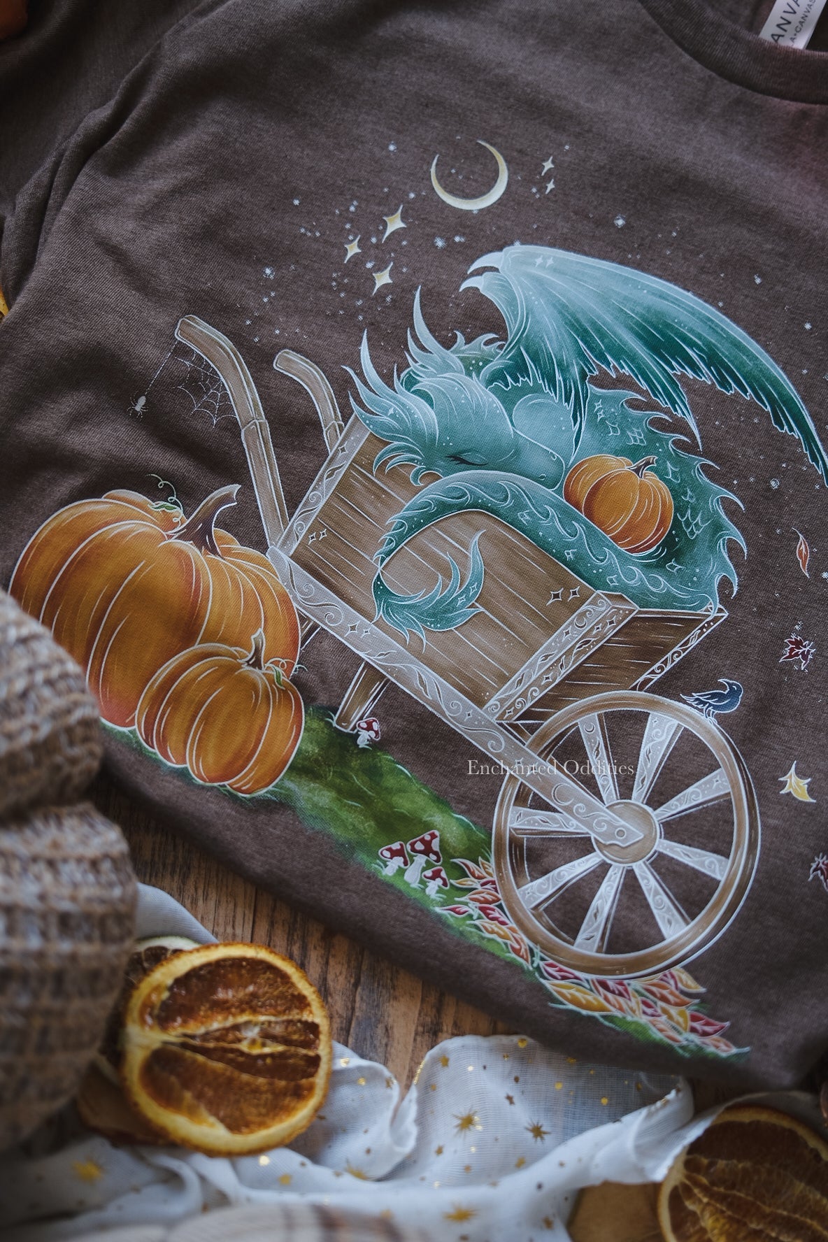 Sleepy Harvest Dragon Printed tee in Brown - Image 2