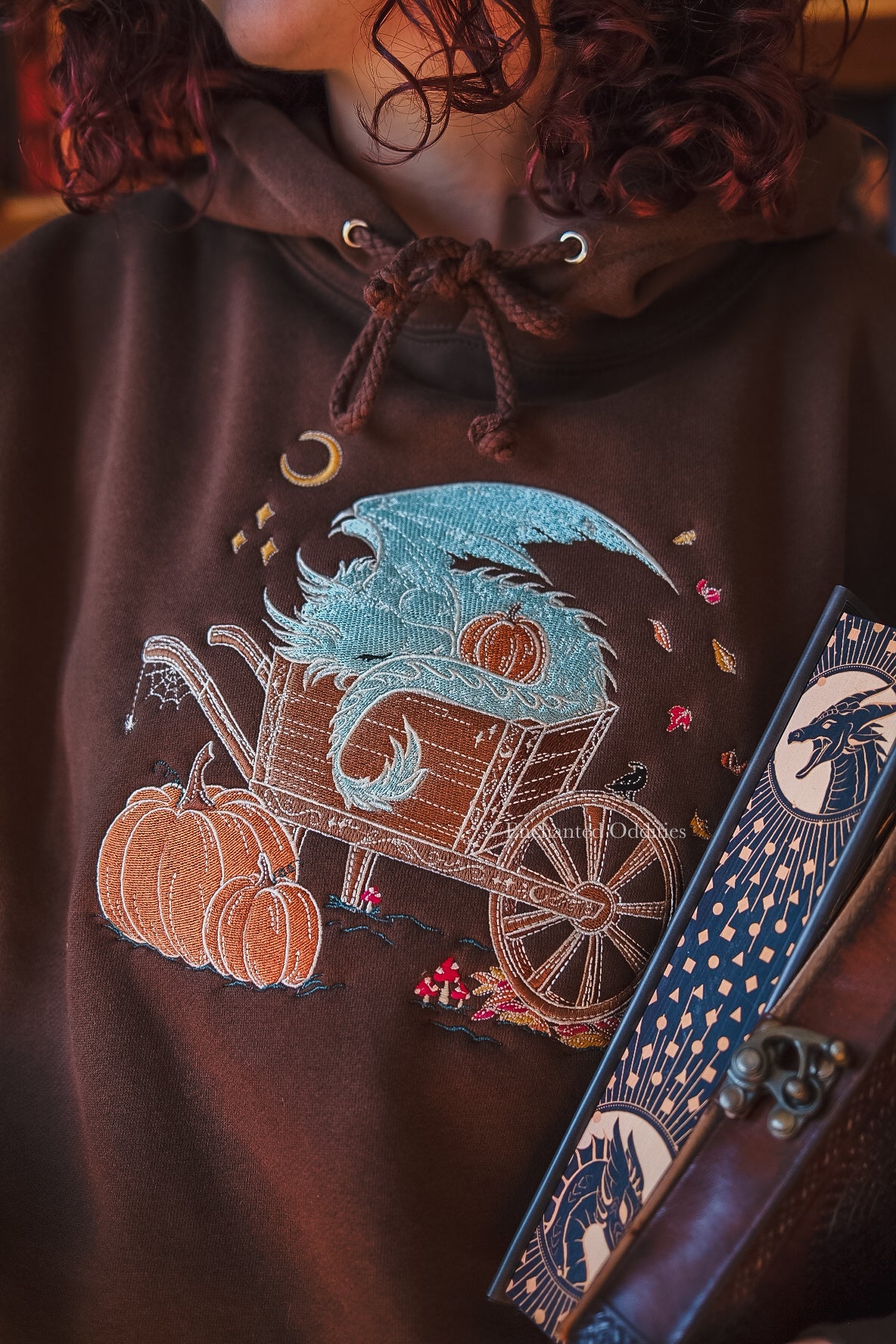 Sleepy Harvest Dragon Embroidered Hoodie - Image 3