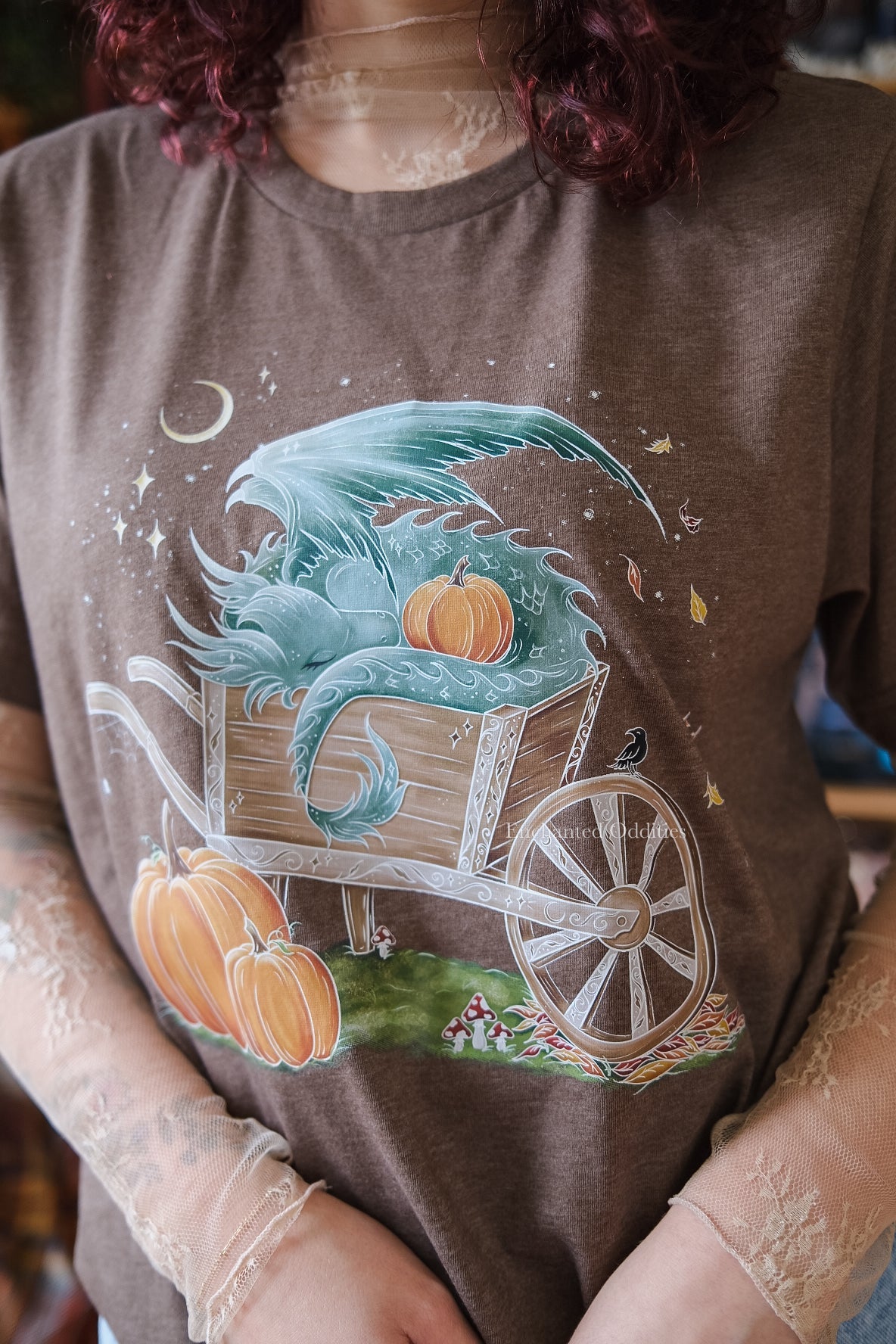 Sleepy Harvest Dragon Printed tee in Brown - Image 4