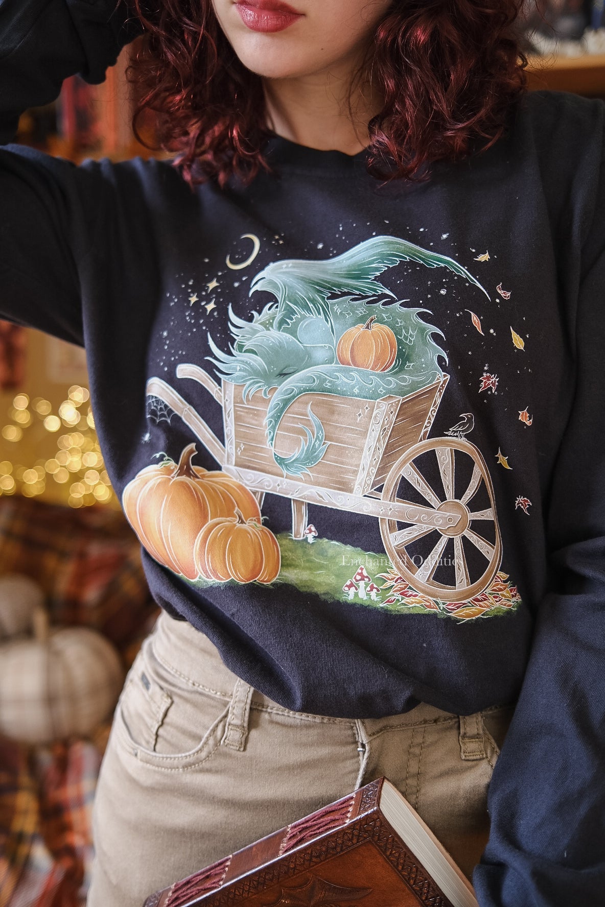 Sleepy Harvest Dragon Printed Long Sleeve Tee - Image 3