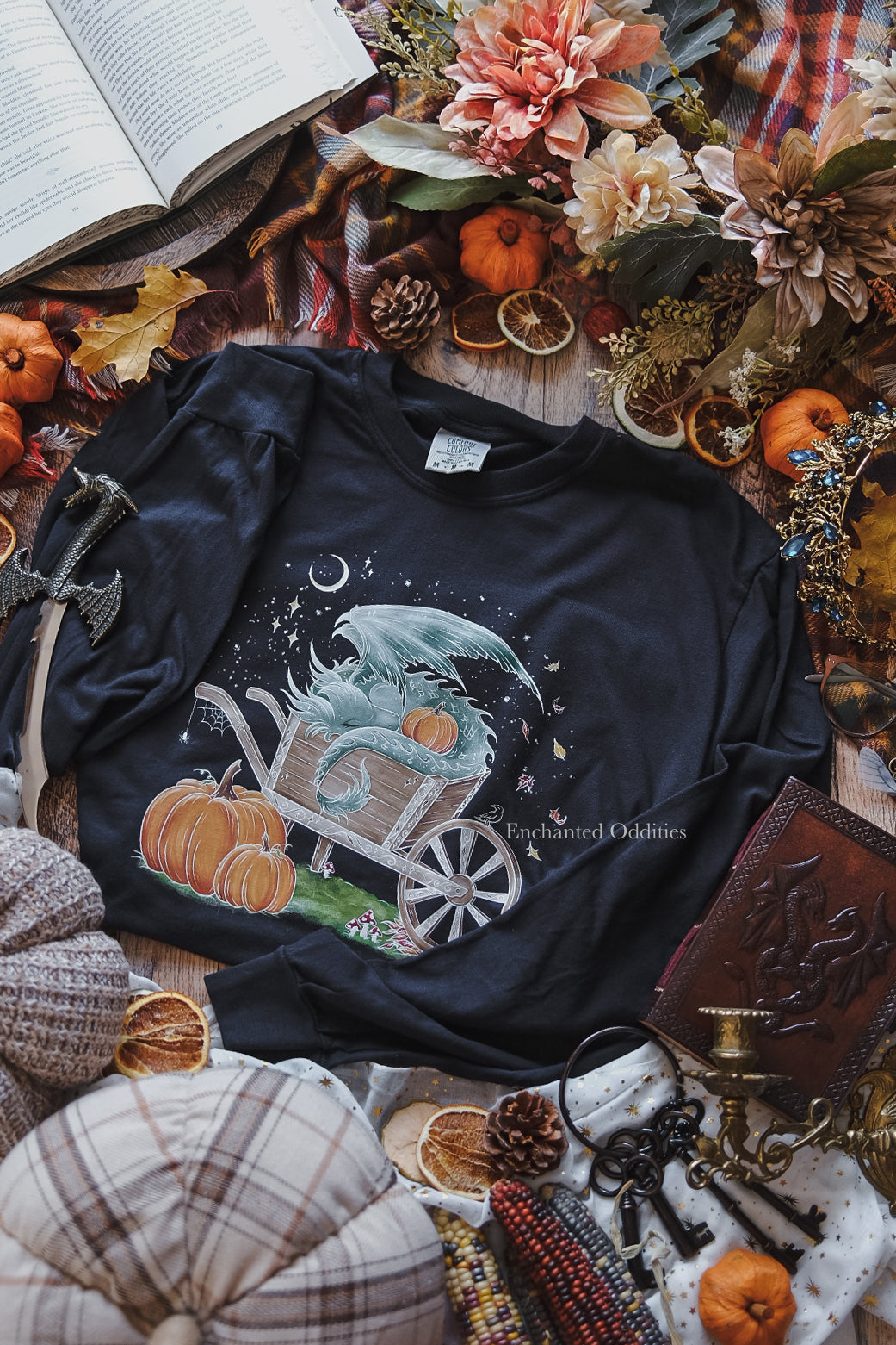 Sleepy Harvest Dragon Printed Long Sleeve Tee